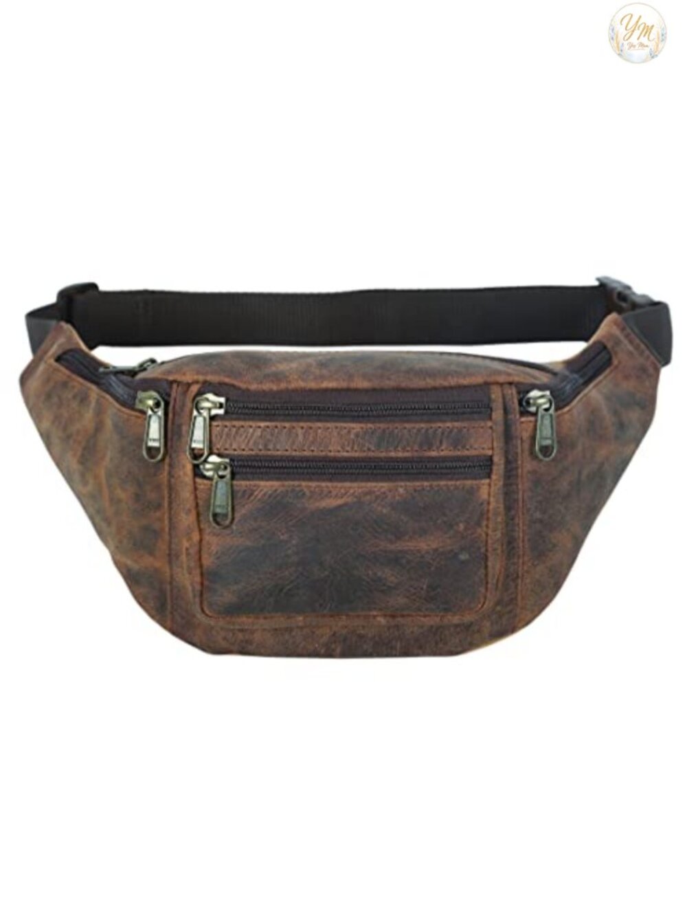 Buffalo Leather Fanny Pack Waist Bag Adjustable YKK Zippers Travel Hiking